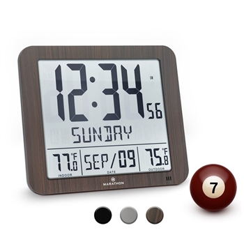 Marathon Watch Company - CL030027-FD-WD (Wood) Slim Atomic Wall Clock